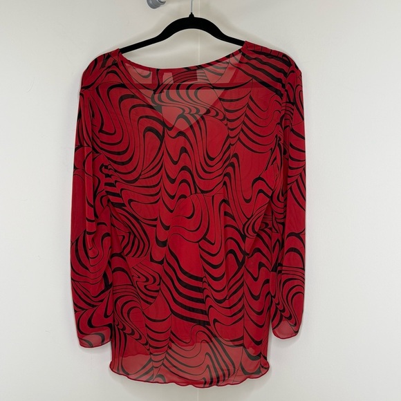 True Vintage New York & Company Shirt Red and Black Swirls | Psychedelic Pattern - Picture 2 of 3